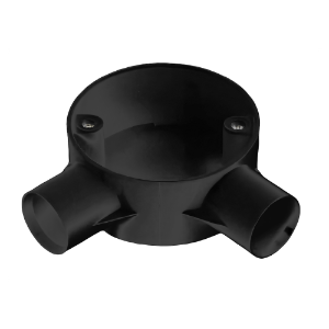 Black PVC Two-Way Angled Conduit Box