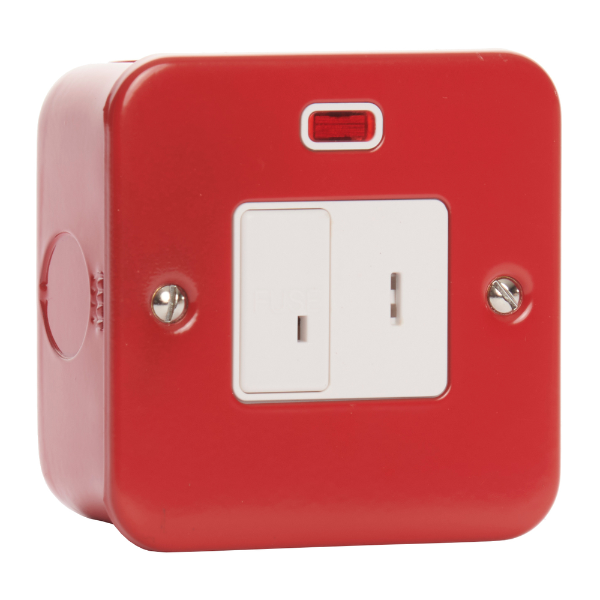 13A Key Switch DP Neon Surface Mounted Red