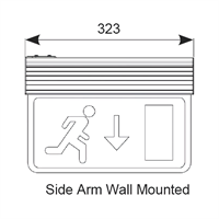 Ansell Eagle 3-in-1 LED exit sign diagram (side arm wall mounted)