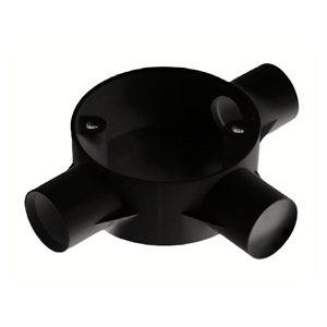 Black PVC Three-Way Tee Conduit Box